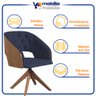 Poltrona Decorativa Giratória Núbia para Sala de Estar Veludo Azul - Mobília Mobília - 5
