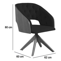 Poltrona Decorativa Giratória Núbia para Sala de Estar Veludo Azul - Mobília Mobília - 4
