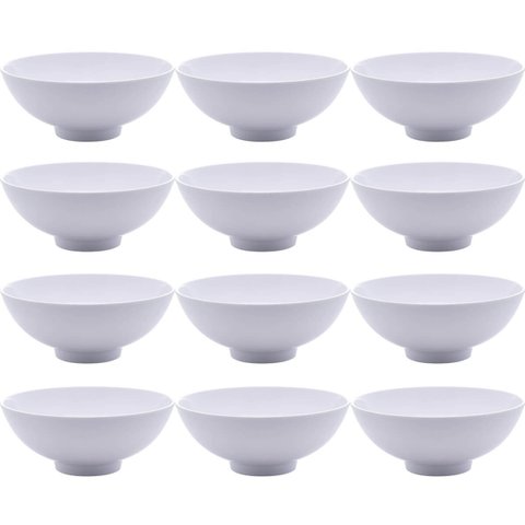 Kit 12 Cumbucas de Melamina para Petiscos 400ml Brancas Bowls Lyor Restaurantes Bares