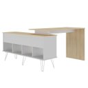 Ver mais imagens de Mesa Escrivaninha em L com Porta e 6 Nichos Hawaii Carvalho/branco
