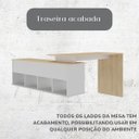 Ver imagem 2 de Mesa Escrivaninha em L com Porta e 6 Nichos Hawaii Carvalho/branco