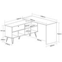 Ver imagem 5 de Mesa Escrivaninha em L com Porta e 6 Nichos Hawaii Carvalho/branco