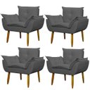 Ver imagem 1 de Kit 4 Poltronas Decorativa Sala e Quarto Opala Suede Herrero:cinza