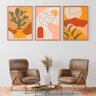 Quadro Abstrato Sertão Cores Quentes - Kit 3 telas - 150 x 70 cm - Chassi - 1