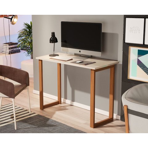 Mesa de Estudo Office 0,76cm - Pés em Madeira Maciça c/ Pintura Anti Umidade - Tampo 15mm c/ Fita de