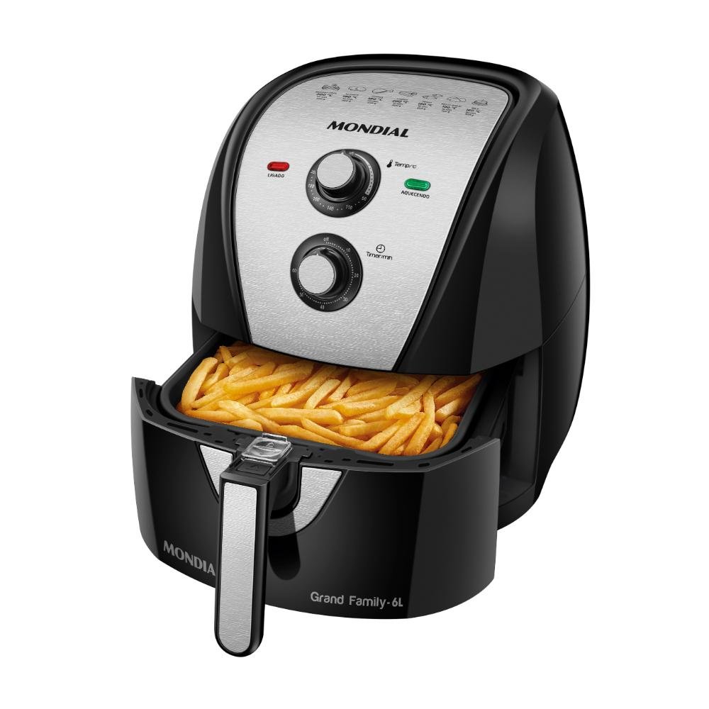 Fritadeira Elétrica Air Fryer sem Óleo 6l Mondial Afn-60-bi 1900w Preto/inox 127v