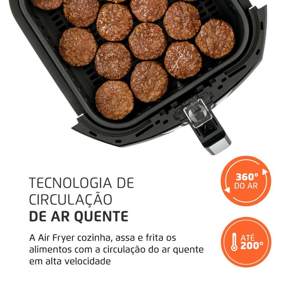 Fritadeira Elétrica Air Fryer sem Óleo 6l Mondial Afn-60-bi 1900w Preto/inox 127v - 5