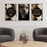 Quadro Fé e Gratidão Preto e Dourado Moderno - Kit 3 telas - 90 x 60 cm - Branca - 1