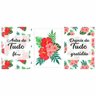 Quadro Fé e Gratidão Floral - Kit 3 telas - 90 x 60 cm - Chassi - 2