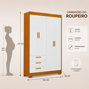 Ver imagem 6 de Quarto de Bebê Zaki Completo, Berço 2 em 1 Guarda-Roupa 4 Portas| Cômoda Sapateira 100% MDF Branco/Savana