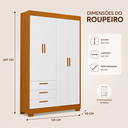Ver imagem 3 de Quarto de Bebê Zaki Completo, Berço 2 em 1 Guarda-Roupa 4 Portas| Cômoda Sapateira 100% MDF Branco/Savana