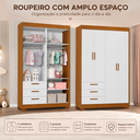 Ver mais imagens de Quarto de Bebê Zaki Completo, Berço 2 em 1 Guarda-Roupa 4 Portas| Cômoda Sapateira 100% MDF Branco/Savana