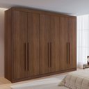 Ver imagem 1 de Guarda-Roupa Casal 6 Portas 6 Gavetas e 1 Gaveta com Chave Dobradiça Slow Zeus Plus Marrom/Castanho