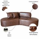 Ver imagem 5 de Sofá Orgânico Curvo Quatro Lugares 250cm em Corino Ocre Luxuoso com Almofadas