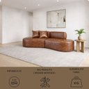 Ver imagem 6 de Sofá Orgânico Curvo Quatro Lugares 250cm em Corino Ocre Luxuoso com Almofadas
