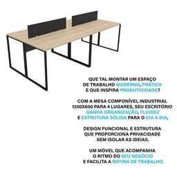 Estação de Trabalho Mesa Plataforma Industrial 4 Lugares Office - 8