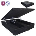 Ver imagem 1 de Base Box Baú Queen Size com Pistão a gás preto suede Bipartido - 158x198x27:PRETO