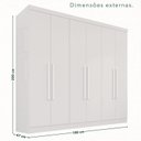 Ver imagem 3 de Guarda-Roupa Casal 6 Portas e 2 Gavetas Branco Linha França