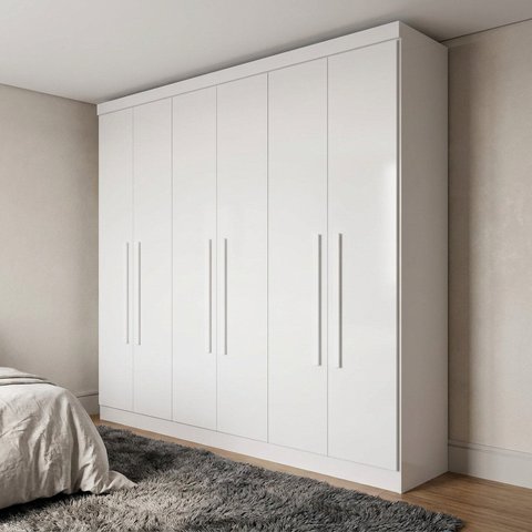 Guarda-Roupa Casal 6 Portas e 2 Gavetas Branco Linha França