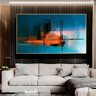 Quadro Abstrato Azul e Coral Luxury Master - Tela Única - 60 x 40 cm - Branca - 1