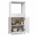 Ver mais imagens de Armário 60cm Multiuso Paneleiro para 2 Fornos ou Microondas Balcão Cozinha 2 Portas 1 Gaveta Branco