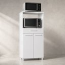 Ver imagem 2 de Armário 60cm Multiuso Paneleiro para 2 Fornos ou Microondas Balcão Cozinha 2 Portas 1 Gaveta Branco
