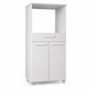 Ver imagem 6 de Armário 60cm Multiuso Paneleiro para 2 Fornos ou Microondas Balcão Cozinha 2 Portas 1 Gaveta Branco