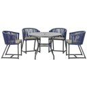 Ver imagem 1 de Mesa com 4 Cadeiras e Noronha Estofado 8 Trama Original Azul