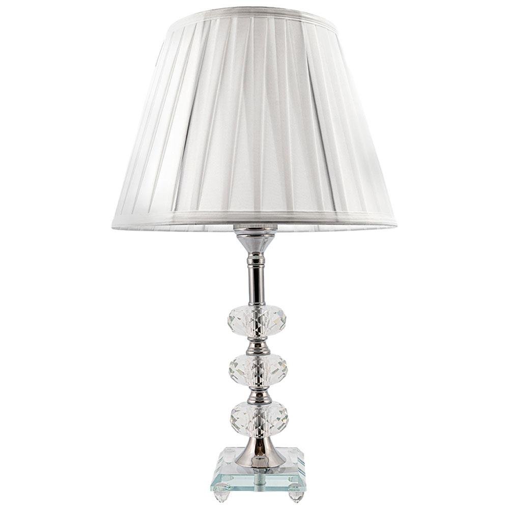 Abajur para Sala Mesa Quarto Decoração de Ambiente Cristal K9 com Cúpula Branca Plissada Ref. - 1