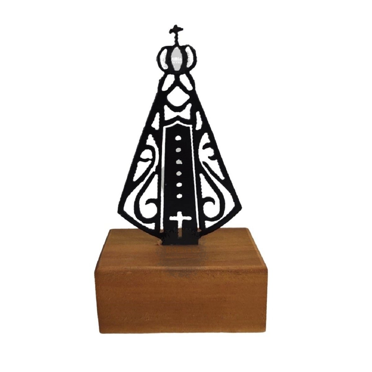 escultura religiosa nossa senhora aparecida decorativa ferro madeira - 4