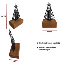 escultura religiosa nossa senhora aparecida decorativa ferro madeira - 3