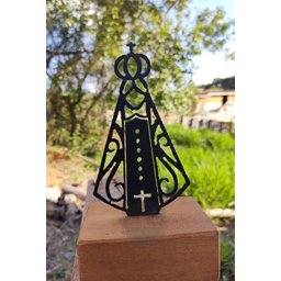 escultura religiosa nossa senhora aparecida decorativa ferro madeira - 7