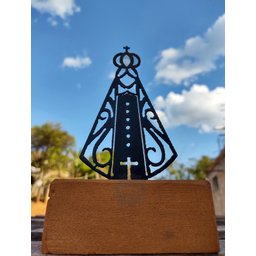 escultura religiosa nossa senhora aparecida decorativa ferro madeira - 5