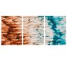 Quadro Abstrato Marrom e Azul Moderno - Kit 3 telas - 90 x 60 cm - Chassi - 2