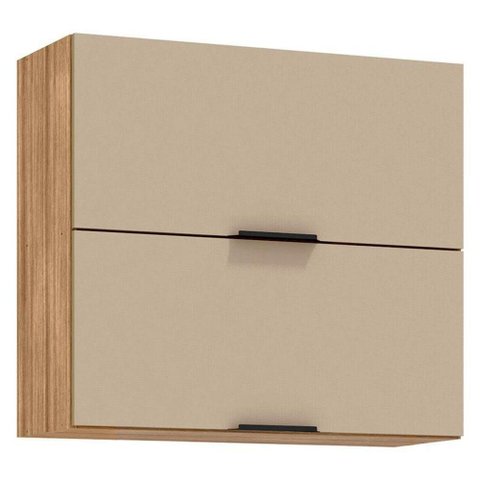Armário Aéreo Viv Aluminum 2 Portas Basculantes 80 cm Freijó Vanilla - Kits Paraná