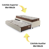 Bicama Box Solteiro Courino Linho 88x188 com Dois Colchões Relax Adorabile Molas Ensacadas Eco - 9