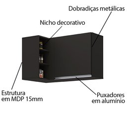 Armário Aéreo de Canto Reto Austin Preto - Lumil Lumil Móveis - 3