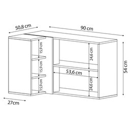 Armário Aéreo de Canto Reto Austin Preto - Lumil Lumil Móveis - 4