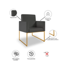 Ver imagem 4 de Poltrona Moderna Clínica Courino 3 Cores- Base Ferro Dourado - Cinza