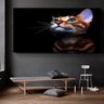 Quadro Gato Impacto Fundo Preto - Tela Única - 200 x 120 cm - Branca - 1