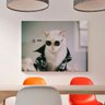 Quadro Gato Rock Divertido - Tela Única - 120 x 90 cm - Branca - 1
