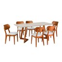 Ver imagem 2 de Conjunto Mesa Espanha com 6 Cadeiras Madeira Maciça, Multilaminada e Estofada Letícia Yescasa Off Wh