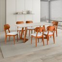 Ver imagem 1 de Conjunto Mesa Espanha com 6 Cadeiras Madeira Maciça, Multilaminada e Estofada Letícia Yescasa Off Wh