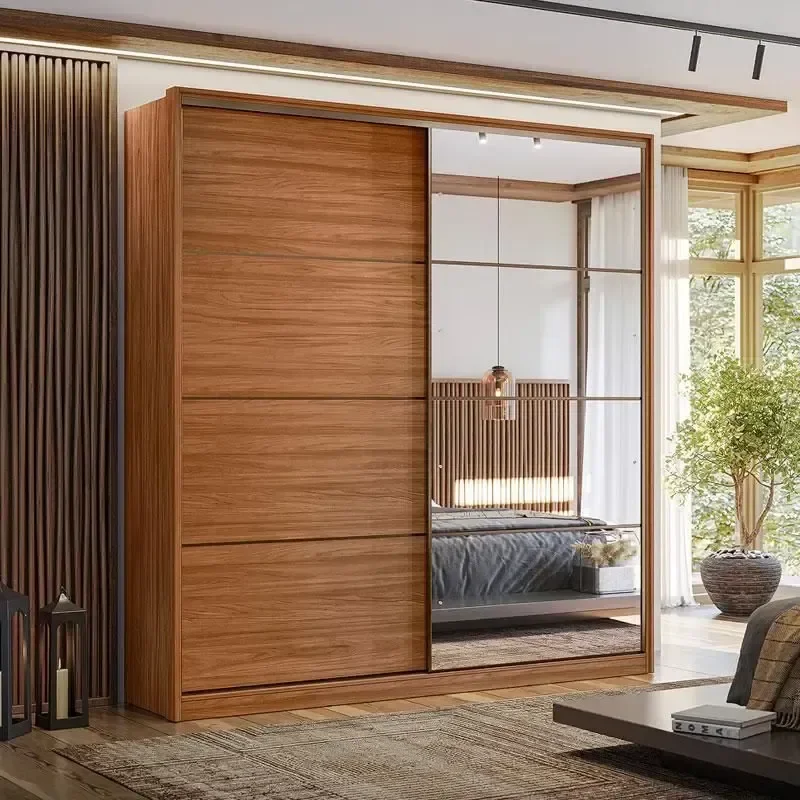 Ver imagem 2 de Guarda Roupa Casal Belga 1 Portas e 1 Espelho - Élpis Móveis - Nogueira Touch/preto Prime Tx