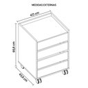 Ver imagem 5 de Gaveteiro 4 Gavetas para Escritório Branco Meta Caemmun