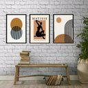 Ver imagem 1 de Kit 3 Quadros Decoração Minimalista marrom 33x24cm:madeira Branca
