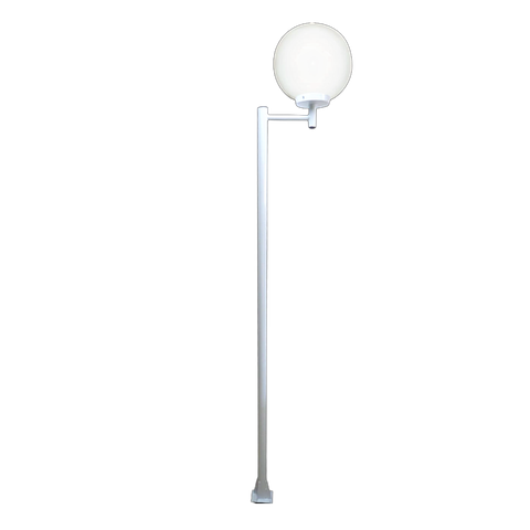 Poste e Luminária Globo G Braço Reto Jardim Branco 300cm Ouro Minas L080OM