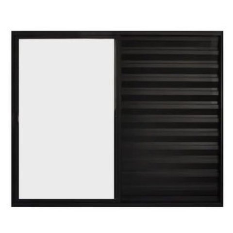 Janela Veneziana de Correr 3 Folhas sem Grade Aluminio Preto 1.00 X 1.20 Linha Modular - Ptord2241 -