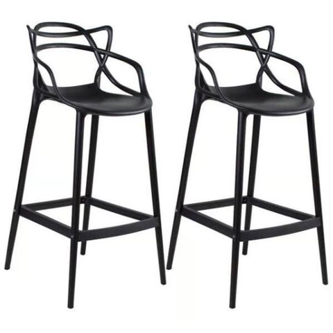 Kit C|2banqueta Baixa Masters Allegra - 66 Cm - Preto