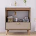 Ver imagem 4 de Gabinete para Banheiro 80cm com 2 Portas 1 Gaveta e Cuba de Embutir Trancoso Marrom/Cappuccino